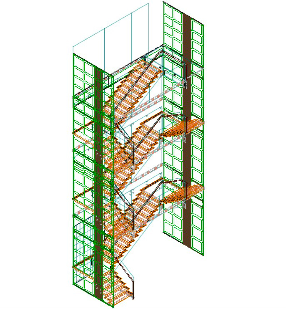 3a. Il progetto 3d reintegra rivestimenti e scala di terzi contestualmente nell'ambiente rilevato